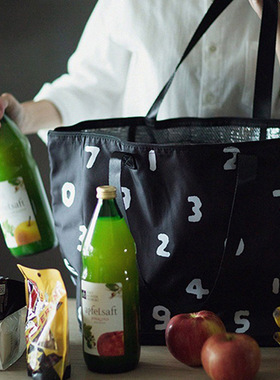 日本SOUSOU经典数字大容量保温保冷单肩包购物袋可折叠收纳包