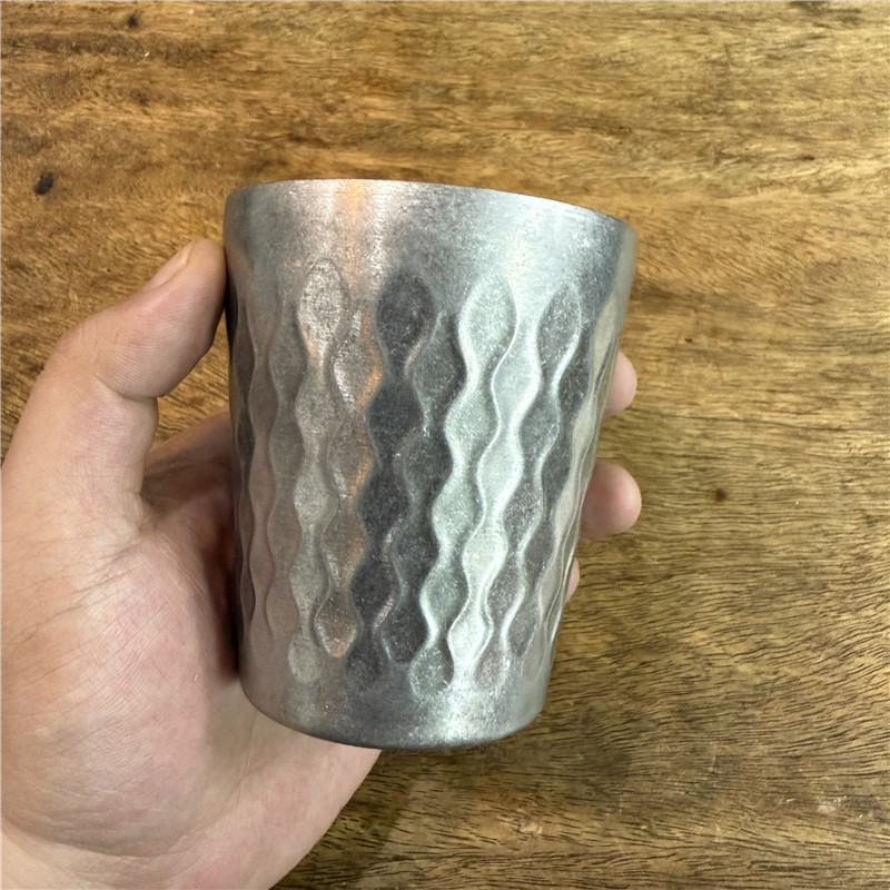 复古韩式304不锈钢双层水杯烧烤烤肉店啤酒杯茶杯饮料杯餐饮杯子