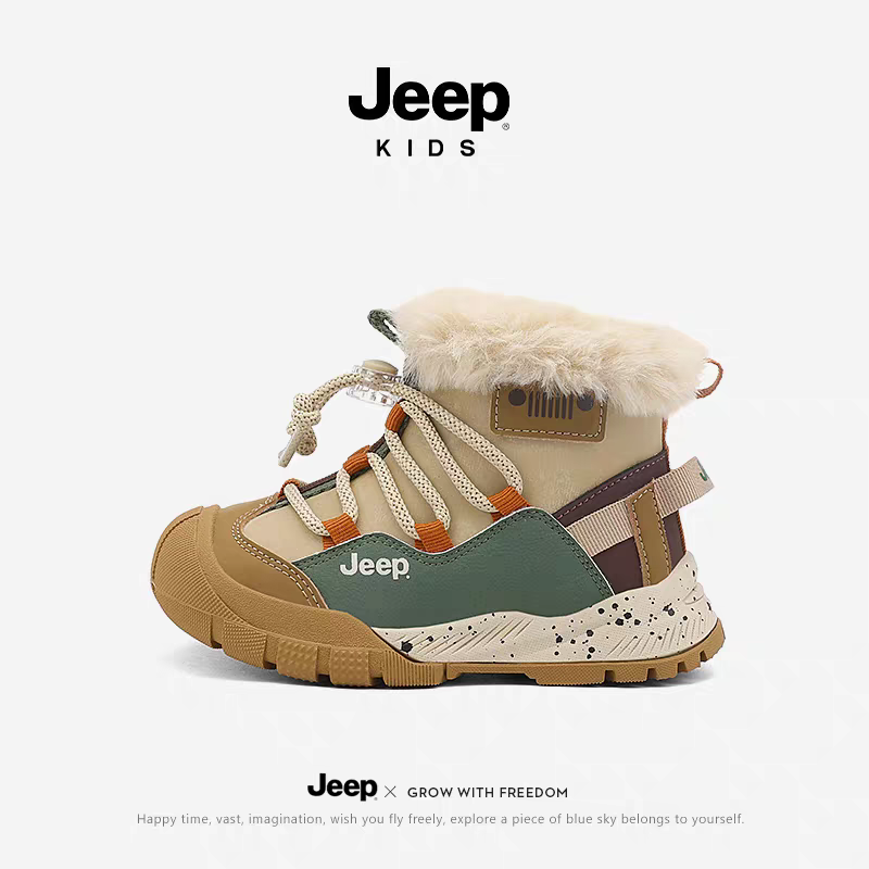 jeep儿童雪地靴冬季宝宝棉靴2026新年红色女童靴子男童保暖大棉鞋,童鞋/婴儿鞋/亲子鞋,雪地靴,淘宝优惠券,粉丝福利购,淘宝优惠卷