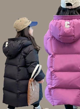 女童加厚中长款棉服过膝长款