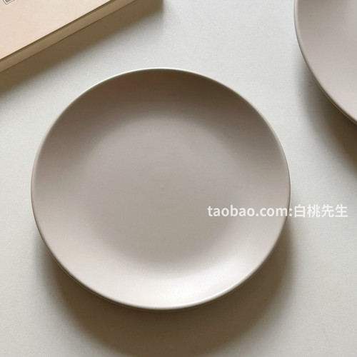 ins莫兰迪色哑光奶茶色家用陶瓷餐具圆形菜盘高颜值中式盘子餐盘