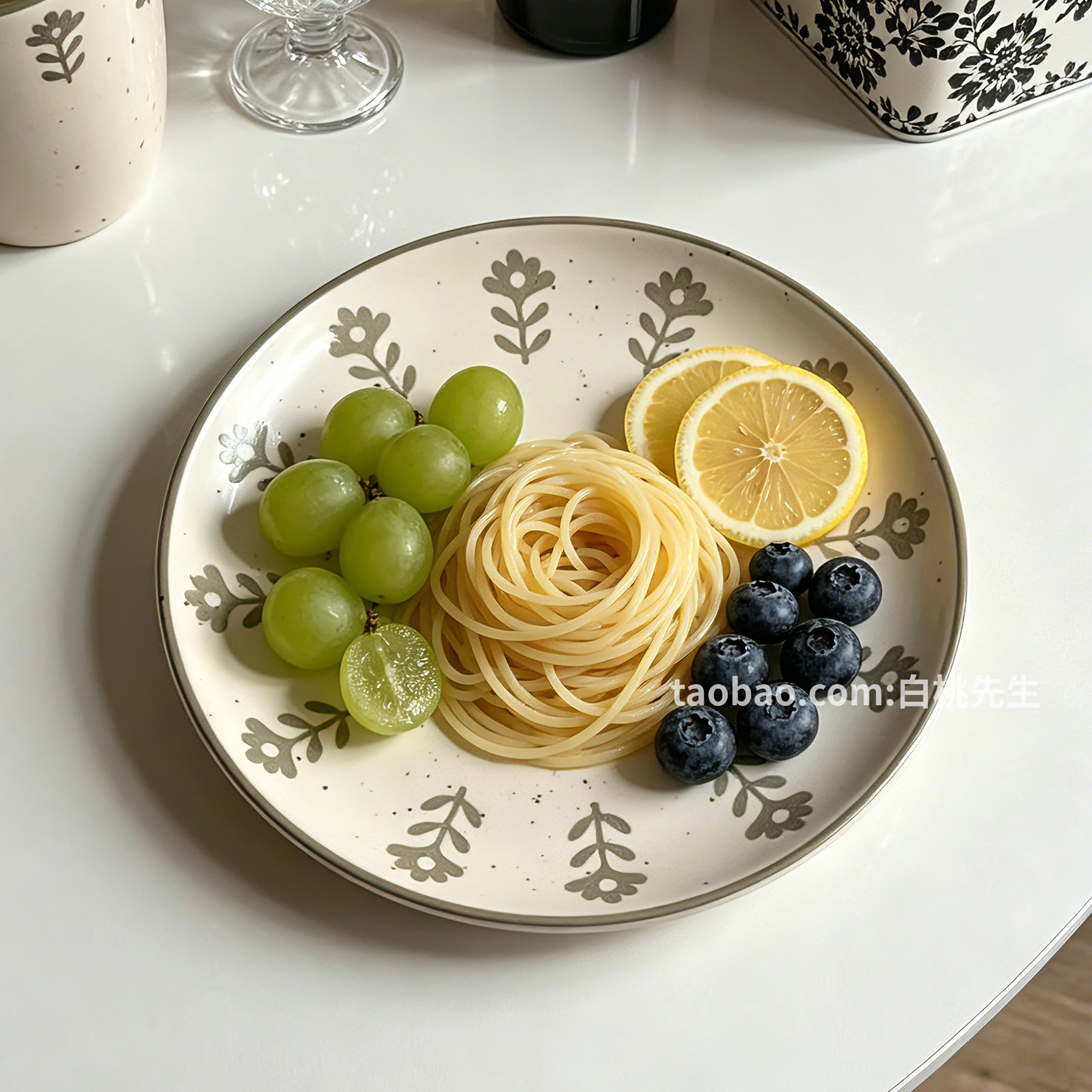 小花简约复古ins泼墨陶瓷花朵餐具套装家用高颜值碗盘子杯子餐厅