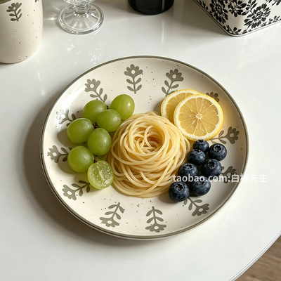 小花简约复古ins泼墨陶瓷花朵餐具套装家用高颜值碗盘子杯子餐厅