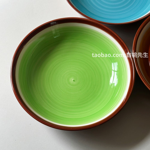 复古手绘仿木纹多巴胺陶瓷餐具泡面碗螺狮粉碗大容量彩色高级女生