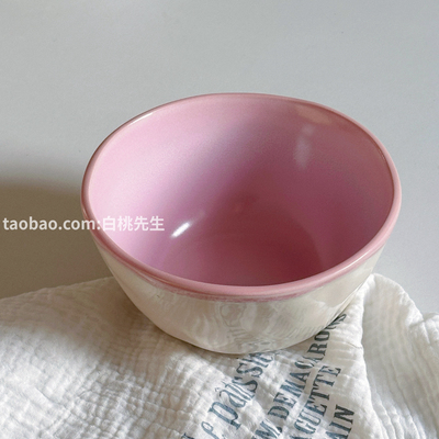 窑变釉ins风粉色陶瓷碗家用高颜值餐具泡面碗沙拉碗酸奶碗甜品碗