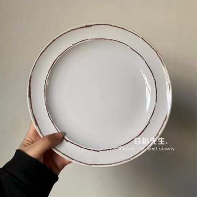 ins风陶瓷手绘风意大利面盘牛排