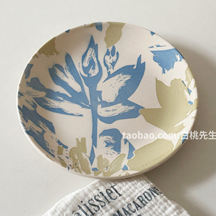 白桃先生 油画莫奈法式陶瓷餐具ins风水果甜品早餐家用女生盘子