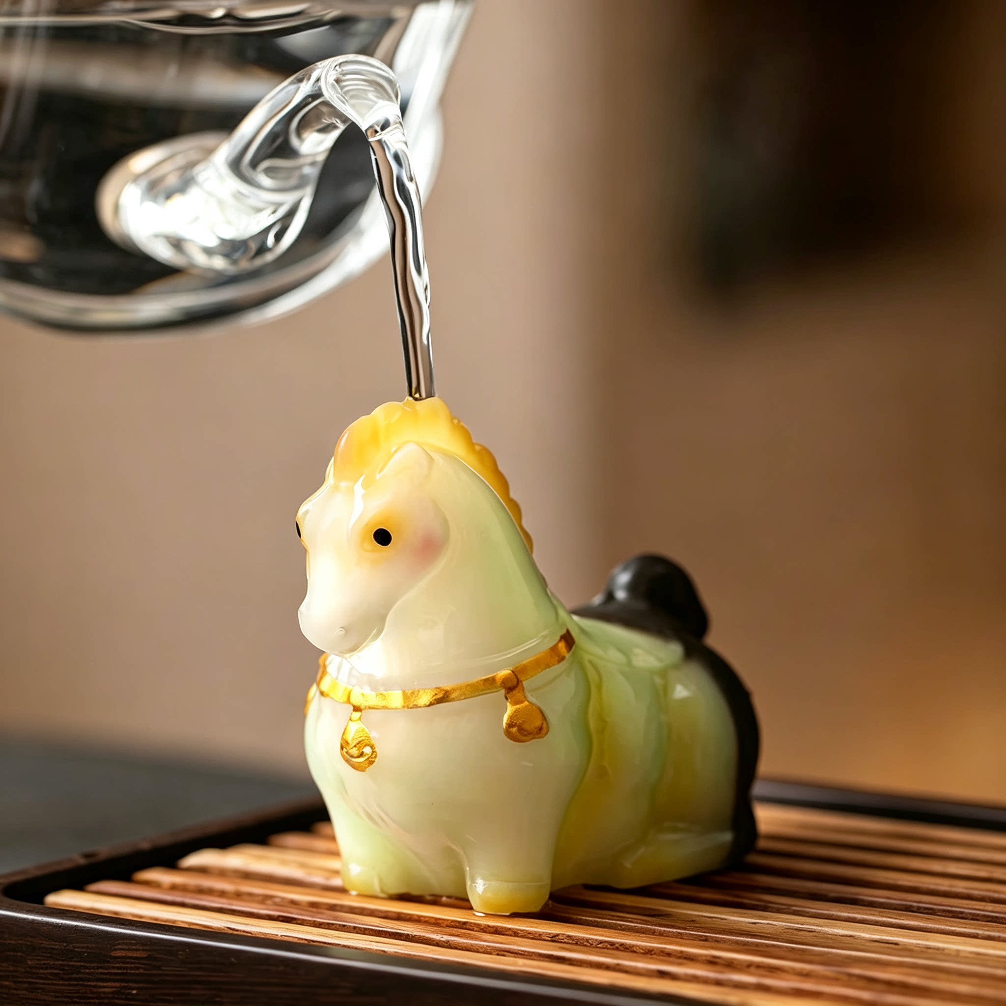 变色马茶宠摆件精品可养创意生肖马茶桌茶台茶玩配件装饰唐马摆设