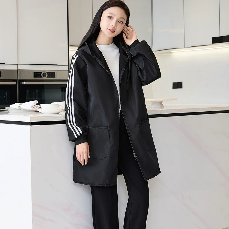 冬季加绒防泼水罩衣长袖围裙男女通用上班干活穿的工作服外套护衣