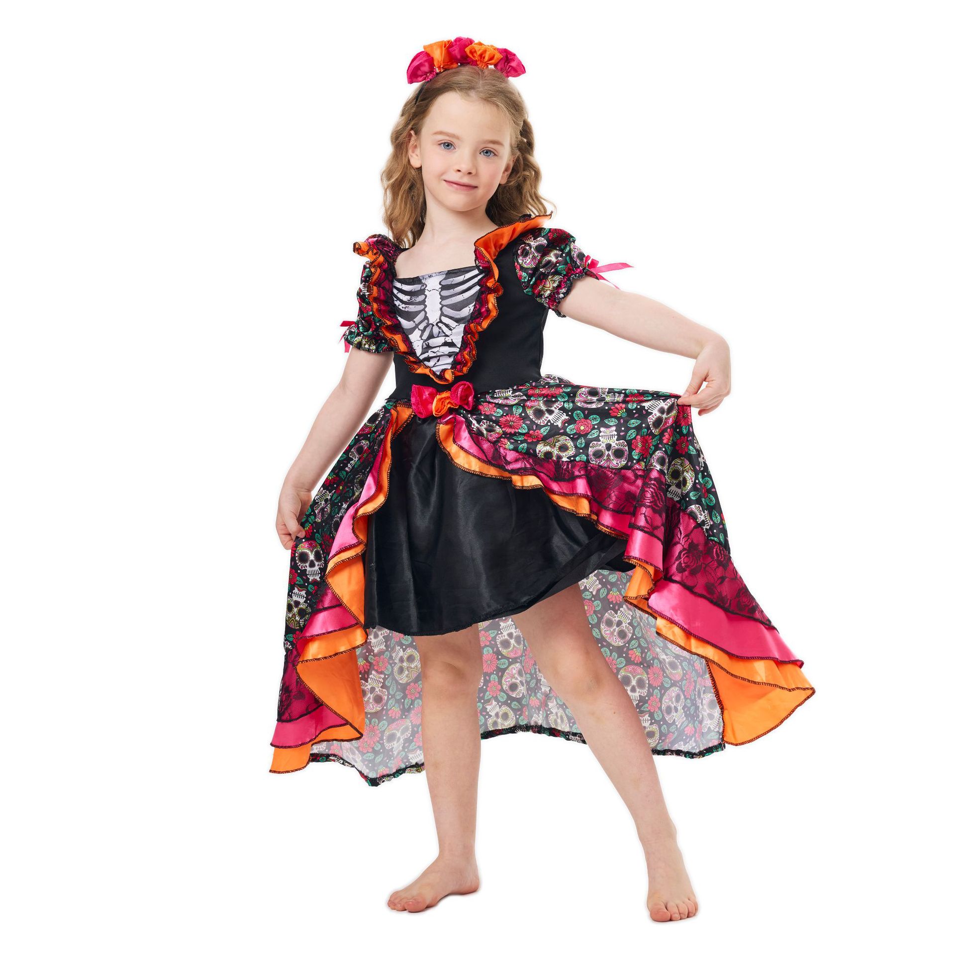 小女孩鬼骨骷髅裙圣节 化妆舞会派对cosplay舞台表演演出服饰