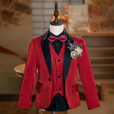 高档亮片男童主持演出西装