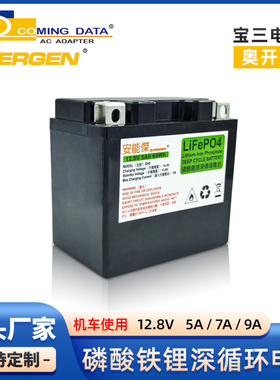 安能杰摩托车启动电池12V5Ah磷酸铁锂大容量摩托车机车三轮车电池