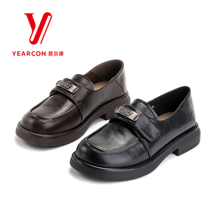 乐福鞋 女款 一脚蹬懒人鞋 意尔康女鞋 皮鞋 秋季 舒适百搭单鞋 2025新款