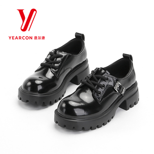 意尔康女鞋2025新款秋季小皮鞋厚底增高百搭复古德比鞋乐福鞋女款