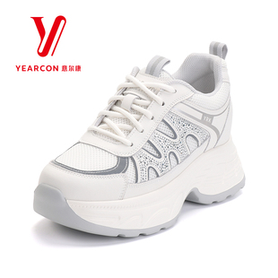 意尔康女鞋2026春季新款厚底老爹鞋网面透气增高百搭休闲鞋单鞋