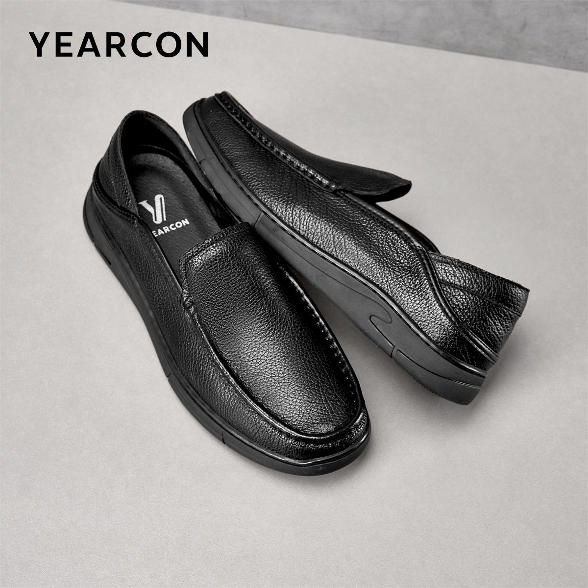 意尔康男鞋2025新款真皮透气舒适休闲皮鞋男款一脚蹬爸爸鞋乐福鞋