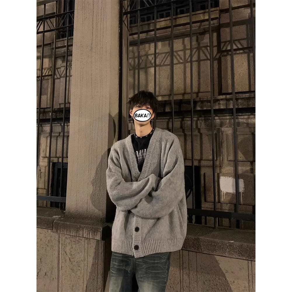 cleanfit针织开衫外套男慵懒风高级感秋春季ootd穿搭韩系V领毛衣