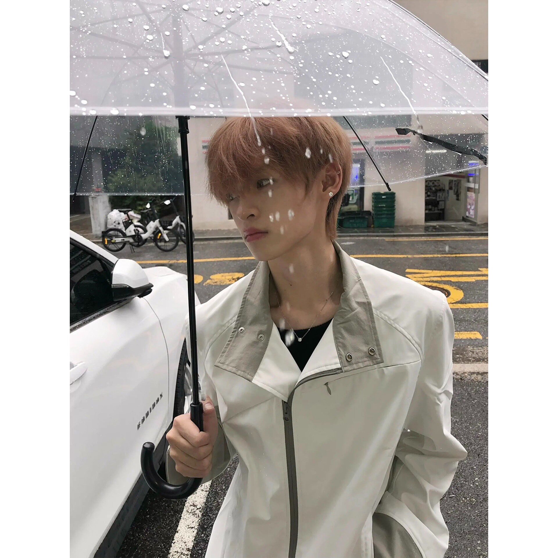 可翻折袖斜拉链多口袋外套男款秋哈灵顿立领夹克高级感垫肩棒球服