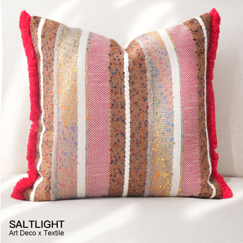 『自然织语』中古侘寂红色羊毛亚麻混纺抱枕客厅靠垫卧室腰枕飘窗