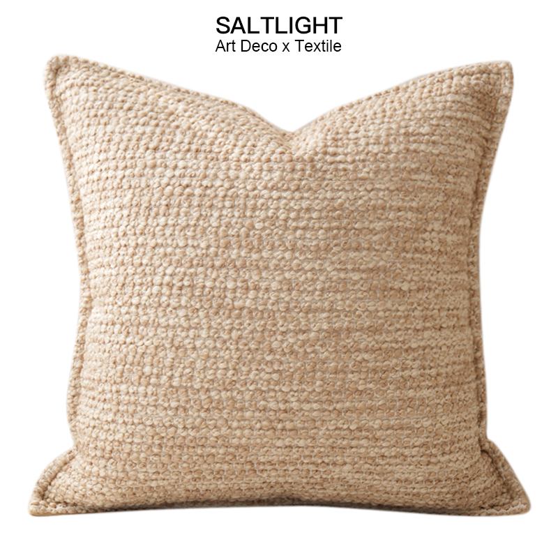『素然生活』侘寂风米色棉麻立体肌理沙发抱枕靠垫样板房方枕