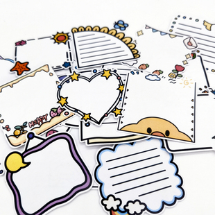 可书写卡通标签姓名不干胶贴纸INS盐系对话框DIY相册贴纸手账装 饰