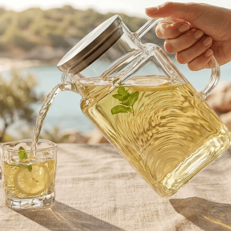 耐热玻璃冷水壶大容量带盖加厚透明家用泡茶壶茶水杯套装过滤水壶