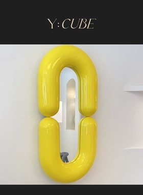 现货Y:CUBE法国Moustache Zodiac椭圆形黑白黄色装饰化妆玄关镜子