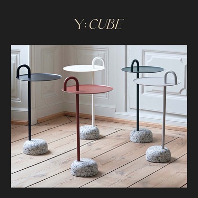 现货Y:CUBE丹麦进口HAY Bowler水磨石金属简约便携北欧书房边几