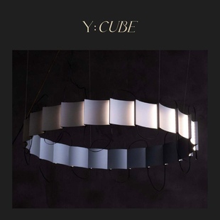 现货Y bias瓦环设计师书房客厅玄关艺术漫射光多场景吊灯 CUBE