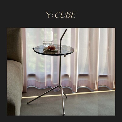 现货Y:CUBE丹麦&Tradition SH9金属玻璃石材北欧风格客厅边几茶几