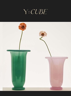 现货Y:CUBE丹麦进口 HAY Empire北欧玻璃清新线条摆件花器花瓶