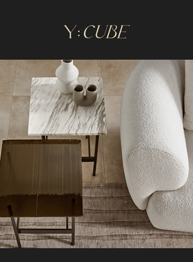 Y:CUBE意大利进口Fiam Waves波浪玻璃大理石现代艺术茶桌茶台茶几