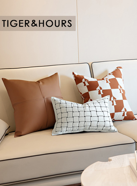 现代样板间软装客厅沙发刺绣编织纹理腰枕床上靠包汽车靠垫