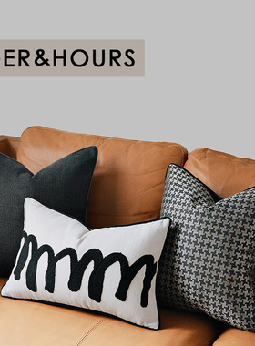 简约北欧刺绣灰色沙发腰靠汽车腰枕床上办公室长方形抱枕靠垫腰垫