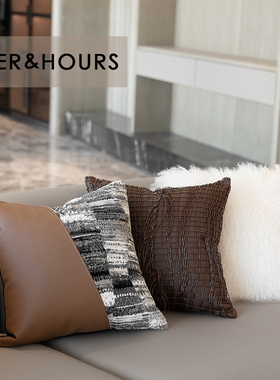 品质现代轻奢样板间精装修软装手工编织真羊毛品质抱枕靠垫家居