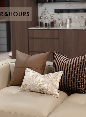渡家设计师款老钱风咖色系品质轻奢样板间客厅沙发卧室抱枕靠垫