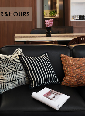 渡家设计师款轻奢靠垫搭配客厅黑色皮沙发抱枕床头靠垫别墅抱枕套