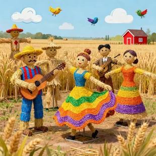 稻草工艺品定制户外景区草编人物仿真动物造型稻草景观网红打卡