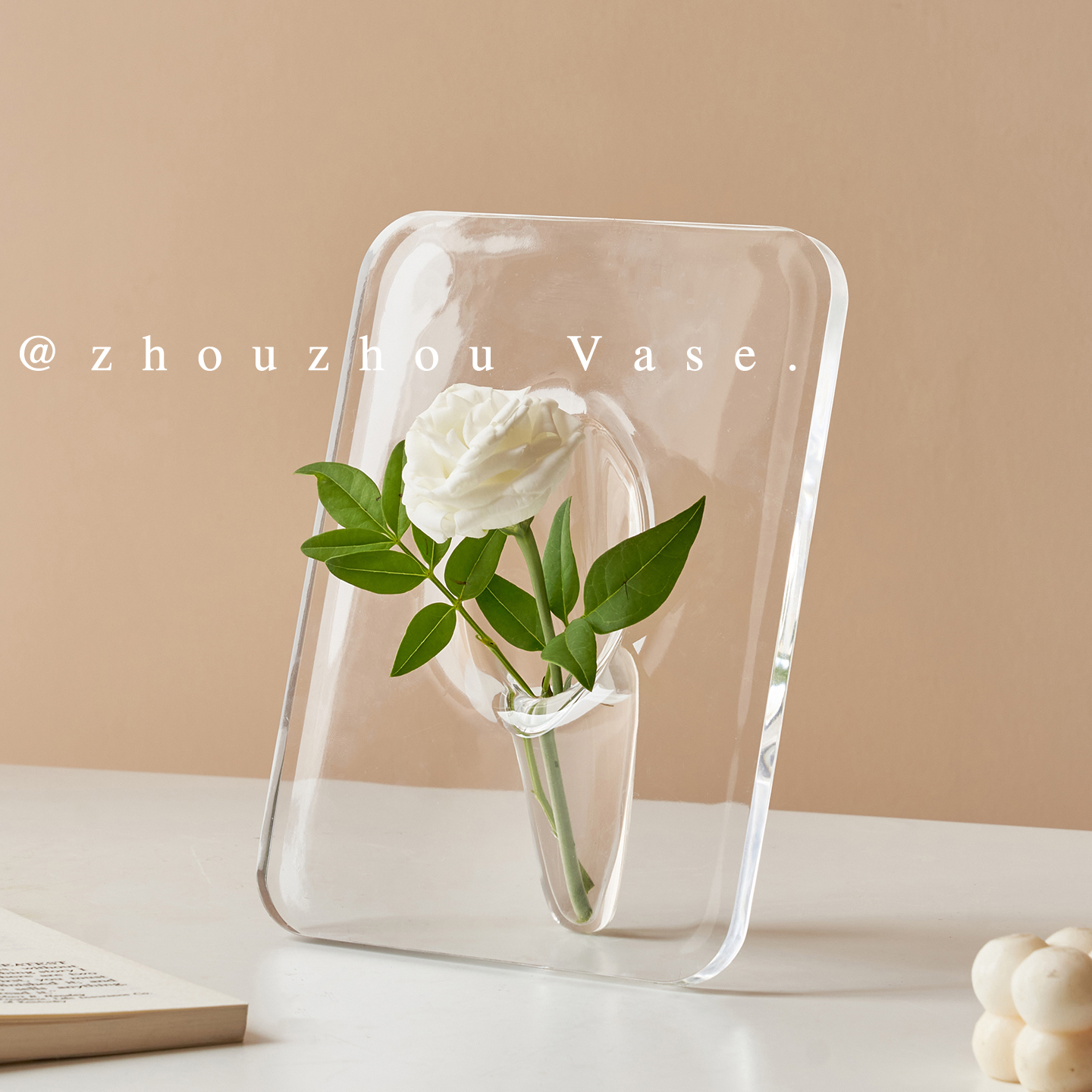 周周家新款创意亚克力相框花瓶高级感ins风水培花瓶插花摆件客厅