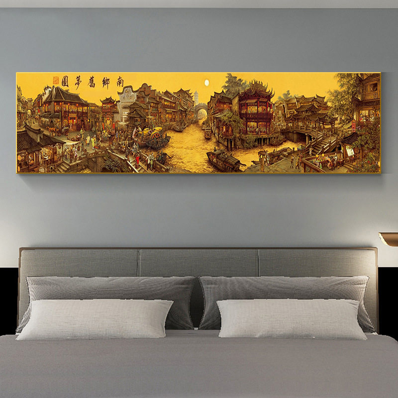 客厅大画满绣精准印花十字绣新款南乡旧梦全景大幅风景山水古典画