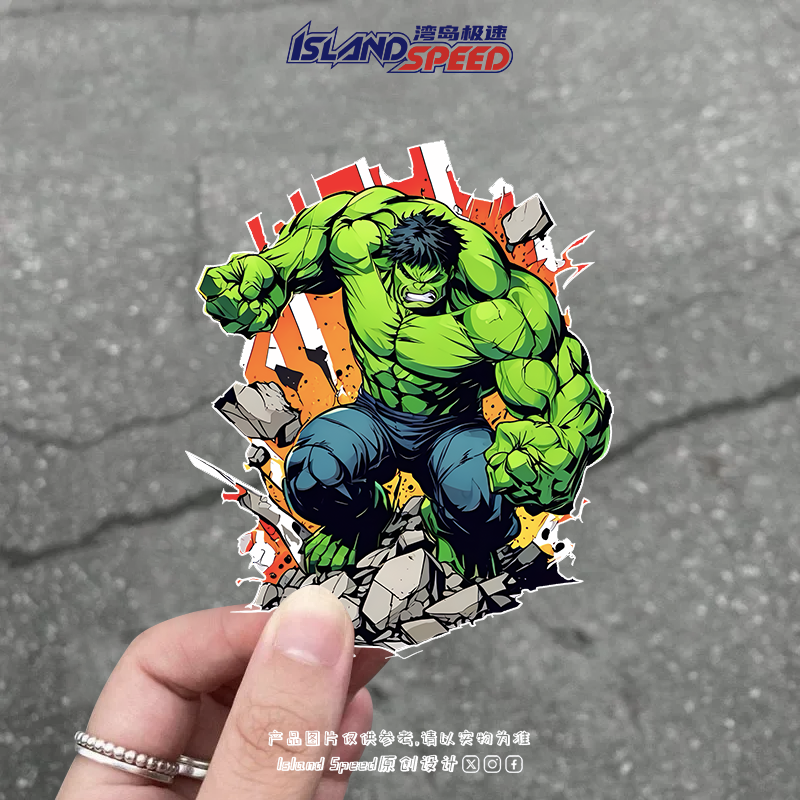 漫威漫画汽车贴纸绿巨人动漫电车摩托车防水防晒三角窗后备箱贴花