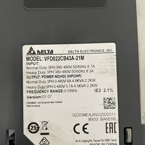 议价VFD022CB43A-21M台达变频器，2.2KW维修
