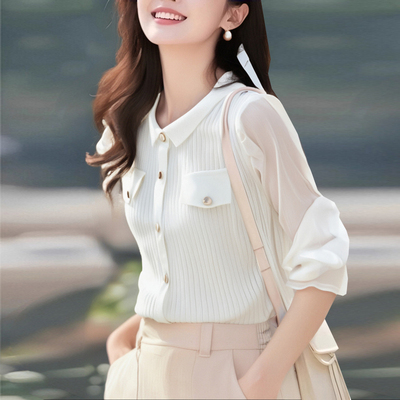 今年流行漂亮白色针织开衫女装2025春夏设计感小众高级感洋气上衣