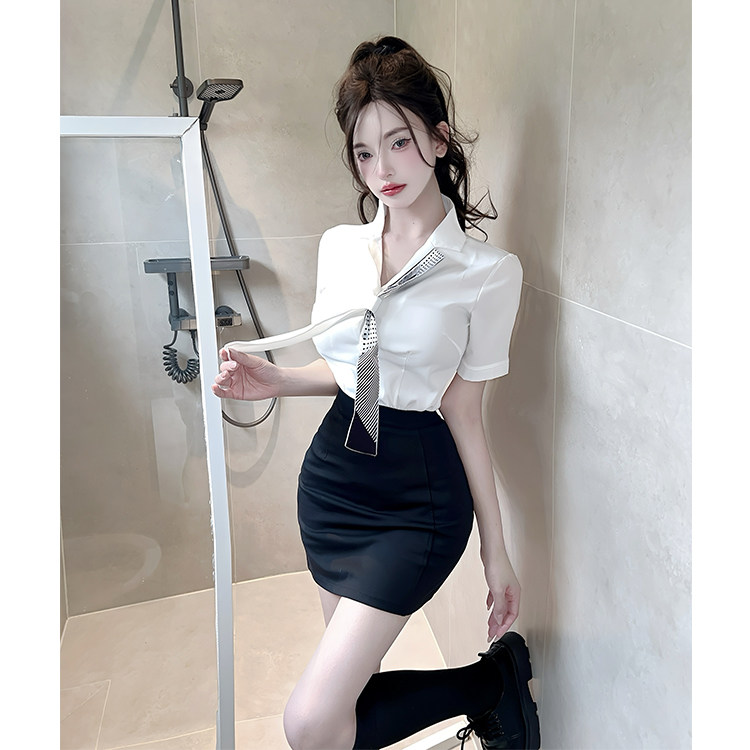 工作服套装女夏季职业装短袖高端气质短袖衬衫上衣包臀裙工衣套装