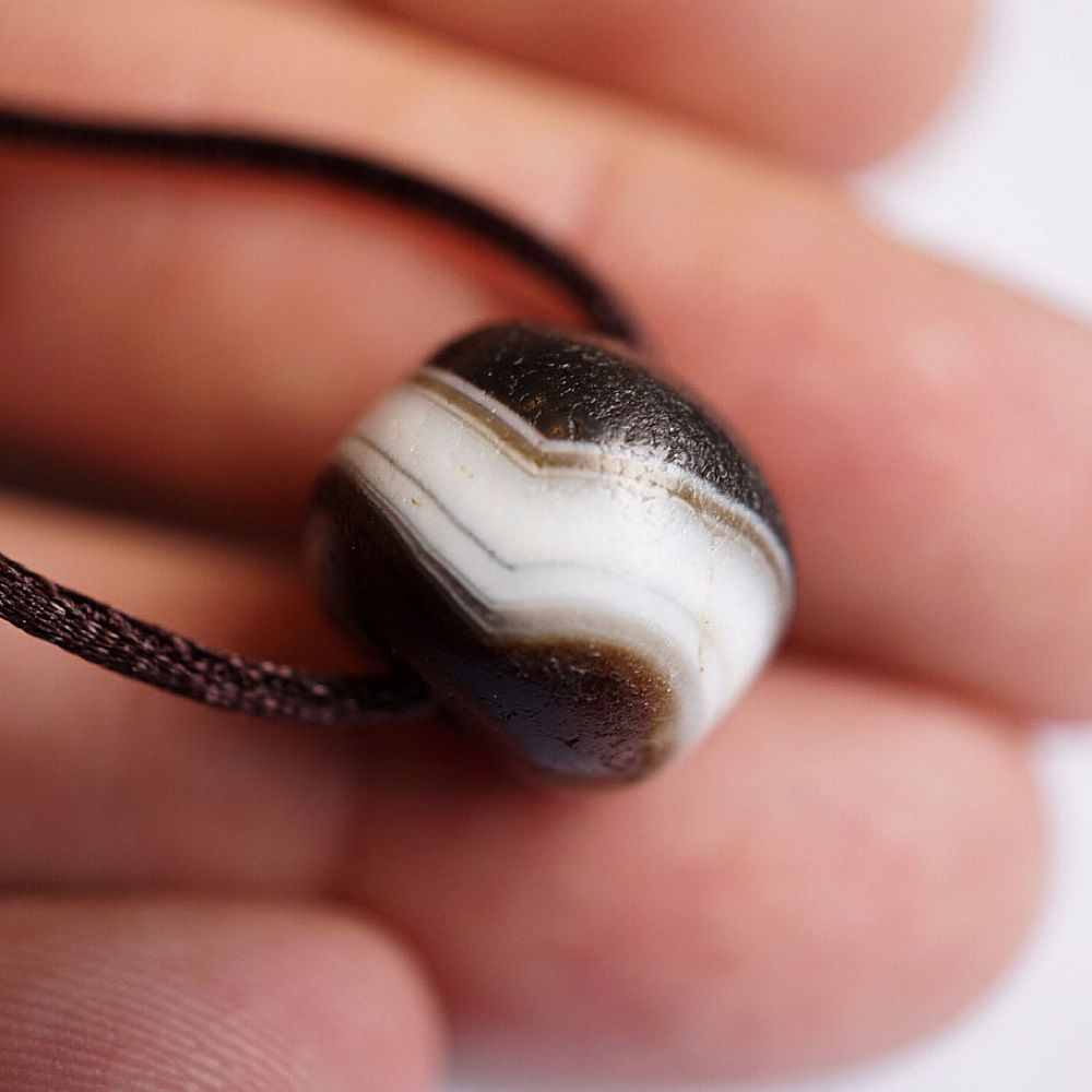 千年宽一线药师珠13.5mm 缠丝玛瑙马蹄形大磨损念珠单珠古珠老珠