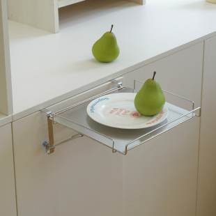 ins创意不锈钢悬挂橱门桌板锅架 可折叠茶吧台面置物架延展辅助台