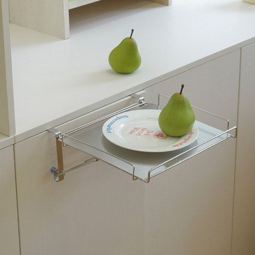 ins创意不锈钢悬挂橱门桌板锅架 可折叠茶吧台面置物架延展辅助台