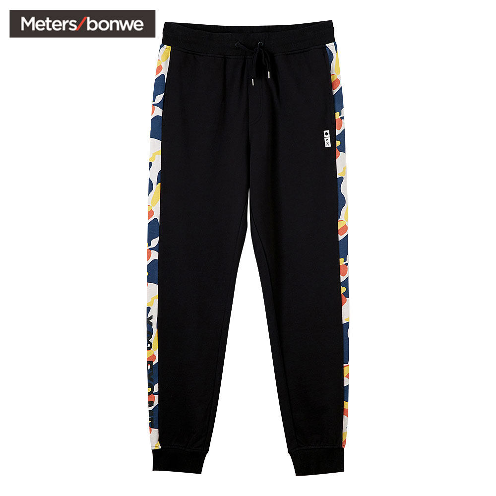 美特斯邦威休闲裤男夏装新款休闲潮流拼接迷彩小脚长裤749276