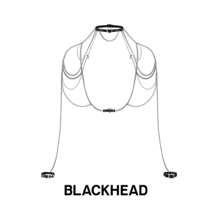 BLACKHEAD 設計感男女潮 黑頭愛心皮革金屬拼接身體鏈歐美夸張個性