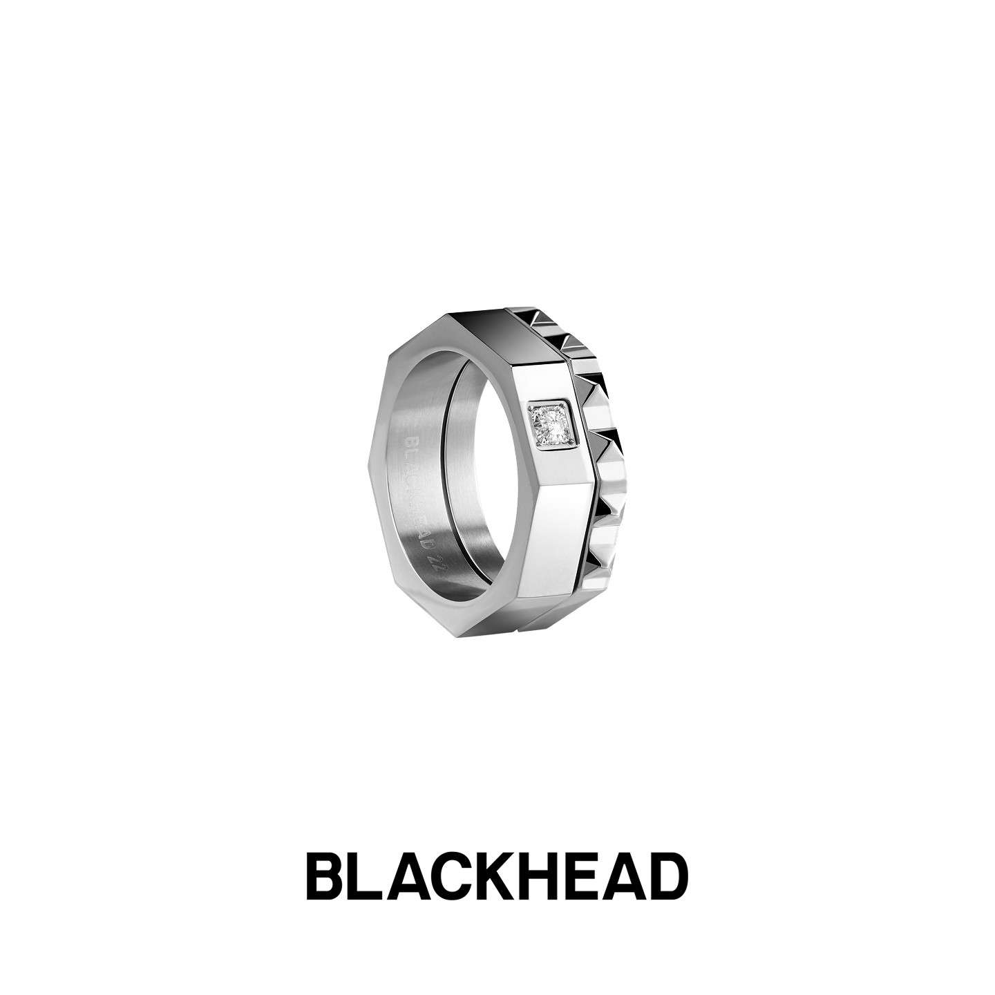 【敖瑞鹏同款】BLACKHEAD/黑头新款坏浪漫系列铆钉方钻套戒情侣戒